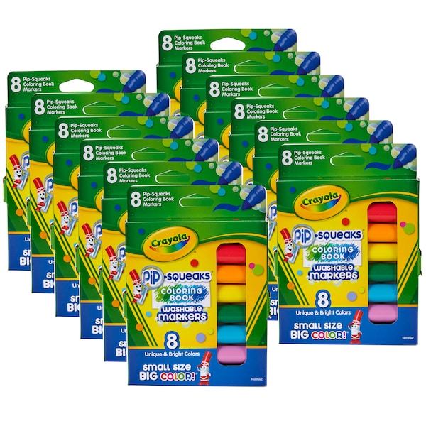 Crayola Pip Squeaks Washable Coloring Book Markers, 8 Count, PK12 588704 - main